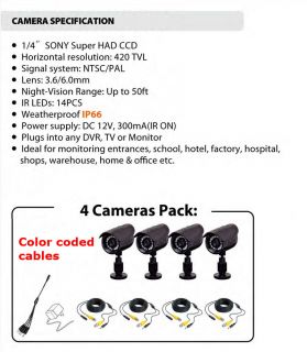 SEGUARD Surveillance CCTV security Systems,4 CH DVR, 4 cameras,H.264 