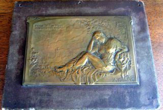  Brass Plaque or Medal French Poem Alfred de Musset Le Saule