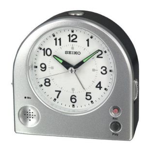 Seiko Recordable Bedside Alarm Clock Silver Tone