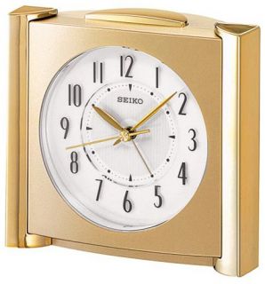 Seiko QXE418GLH Get Up and Glow Bedside Alarm Gold Tone Clock