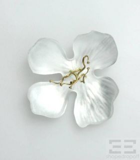 alexis bittar white handcarved lucite flower brooch