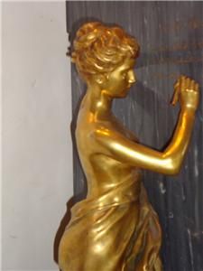 LRG French Bronze Lady Sculpture 19th C Alfred Boucher