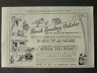 1920s Advert for Ronuk Floor Polish Home Monkeys in Jungle Portslade 