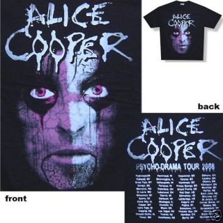 ALICE COOPER CRACKED FACE PSYCHO DRAMA 2008 TOUR BLACK T SHIRT XL X 