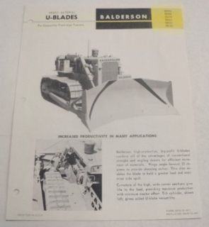 Balderson 1968 U Blades Caterpillar Tractor Brochure