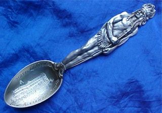    Silver Souvenir Spoon Indian Chief Hotel Crossman Alexandria Bay NY