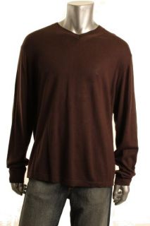 Alfani New Brown Long Sleeve Pullover Ribbed V Neck Sweater Shirt Top 