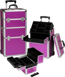 Seya 2 in 1 Lavender Rolling Makeup Cosmetic Train Case Beauty Box Kit 