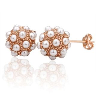 18K Rose Gold GP Cluster Pearl Stud Earrings Retails $34 00 E36
