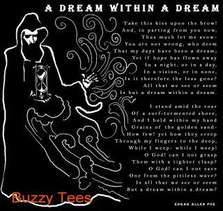Edgar Allan Poe, Dream Within A Dream, T Shirt, graphic, poetry, Sizes 