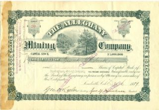 Alleghany Mining Leadville Colorado Stock Certificate