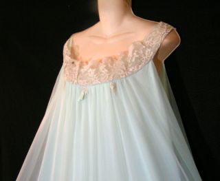 Vtg Alice Maloof Elegant Chiffon Gown Negligee Nightgown Peignoir Robe 