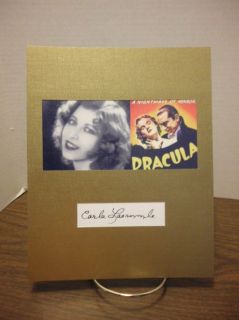 Carla Laemmle Autograph Dracula Display Signed Signature COA Authentic 