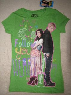 Disneys AUSTIN AND ALLY Official Grn Fitted Tee T Shirt sz 7/8