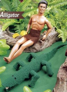Barbie Ken Doll Toy Jungle Alligator Plastic Canvas Pattern Leaflet 