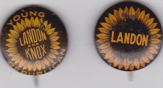 Uncommon 1936 Landon Knox Young Republican Pin Button. FDR Roosevelt 