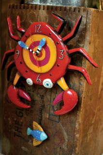 Crab Wall Clock Allen Design Crabby Whimsical Pendilum Wall Clock 