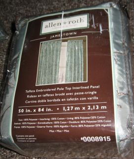 Allen Roth Jamestown Lined Curtain Drapery Drape Panel Green Mist 8915 