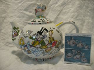 Paul Cardew Alice in Wonderland Teapot Mad Hatters Tea Party Scene 