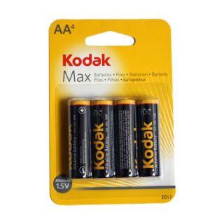 Kodak Max AA 4pk Retail Card Alkaline KAA 4 LR6 Battery