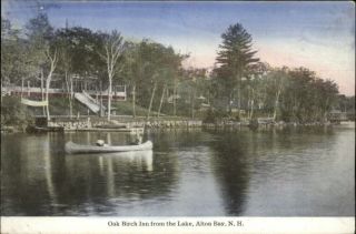 Alton Bay NH Oak Birch Inn from Lake c1910 Postcard