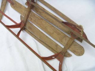 Vintage American Flyer Snow Sled Wood and Metal 45 Inch