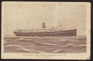 Postcard Steamer SHIP SS Alleghany Merchants Miners Transportation Co 