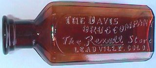 RARE Amber Davis Drug Antique Leadville Colorado Bottle