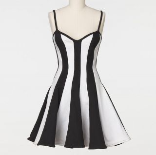 Amber Rose Vintage Climax by Karen Okada Black White Stripe Dress Size 