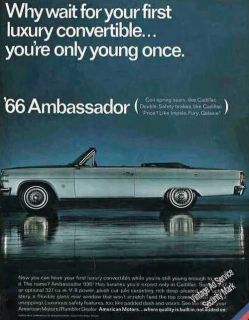 1966 AMC Rambler Ambassador Blue Convertible Print Ad