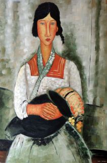 Modigliani Portrait Repro Gypsy Woman with Baby Stretched 24x36 Oil 