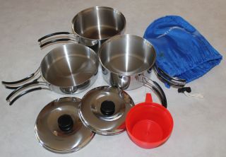 American Camper Cookware mess kit six piece Aluminum with plastic cup 
