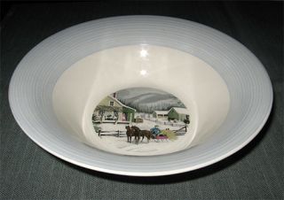 American Limoges CURRIER & IVES Round Vegetable Bowl, Ovingtons Fifth 
