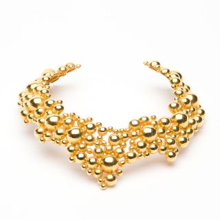 Amber Rose Critics Choice Movie Awards Gold Fused Bead Bubble Collar 