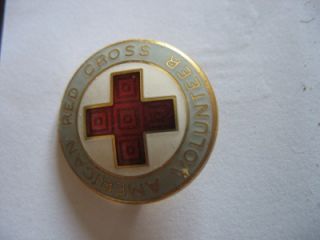 Vintage American Red Cross Volunteer Enamel Pin Pinback