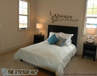 Always Kiss Me Goodnight Wall Lettering Text Words Decals Stickers 264 