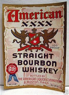 American Whiskey Label American Liquor Boston Mass