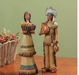 Native American Harvest Couple Thanksgiving Collectible Figurines ~NEW 