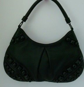 BURBERRY Black Leather Studded Alverton Large Hobo Handbag NWT $1295 