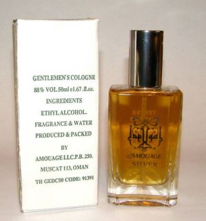 Amouage Silver Men Gentlemens Cologne 1 7oz 50ml New