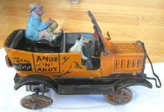 Vintage Marx Amos and Andy Fresh Air Taxi Wind Up Tin Toy, with Andy 