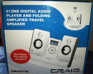   512MB Digital  Player & Folding Amplified Travel Speakers New