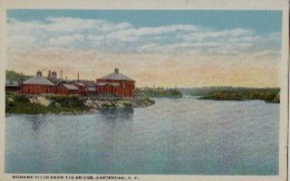 Amsterdam NY Mohawk River from The Bridge Postcard