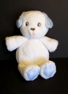 Amy COE Small 7 White Blue Stuffed Puppy Dog Baby Toy