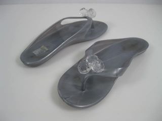 Amy Jo Lifestyle Gray Crystal Thong Sandals Shoes 9