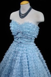 Vtg 50s Clifton Wilhite Tulle Prom Dress Gown Wedding Bridal Formal 