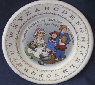    ABC Childrens Plate Hotel Antique Childs Harker Art Pottery Alphabet
