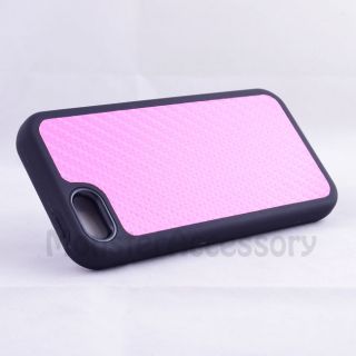 Pink Black Carbon Style V2 Hybrid Hard Case Cover for Apple iPhone 5 