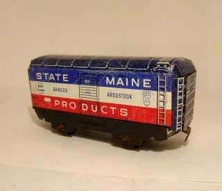 Vtg Marx Tin O Scale Train Car State of Maine Bangor Aroostook 4499 