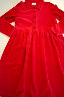 Hanna Andersson Dress girls size 130 Christmas Holiday Red Velour 